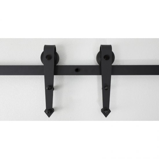 Nicholle Interior Black Steel Sliding Standard Single Barn Door Hardware Kit - Click Image to Close