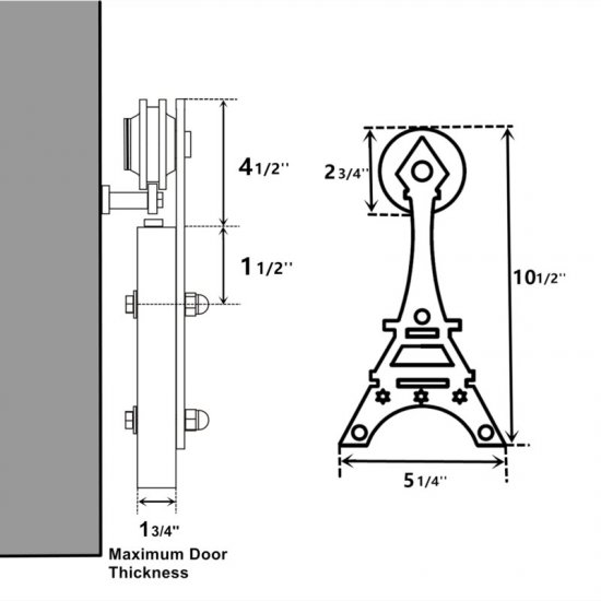 Eiffel Double Standard Barn Door Hardware Kit - Click Image to Close