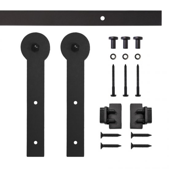 Round Stick Miniature Rolling Standard Single Track Barn Door Hardware Kit - Click Image to Close