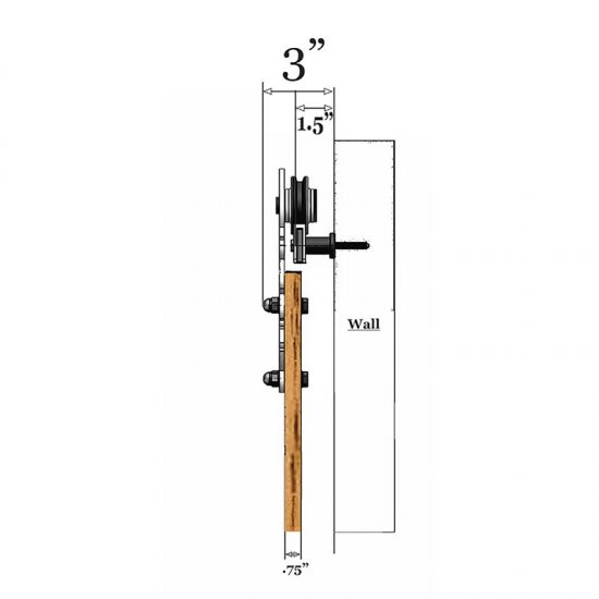 Nicholle Interior Black Steel Sliding Standard Single Barn Door Hardware Kit - Click Image to Close