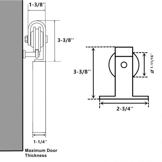 Bend T-Shape Standard Double Barn Door Hardware Kit - Click Image to Close