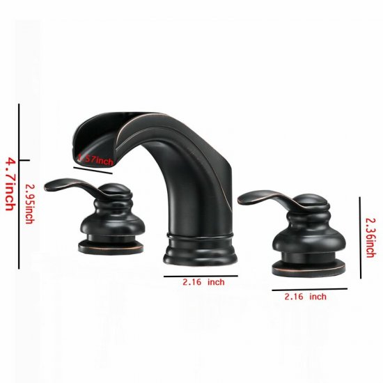 8562ORB Waterfall Commercial 3 Holes Two Handle Widespread Bathroom Faucet - Click Image to Close