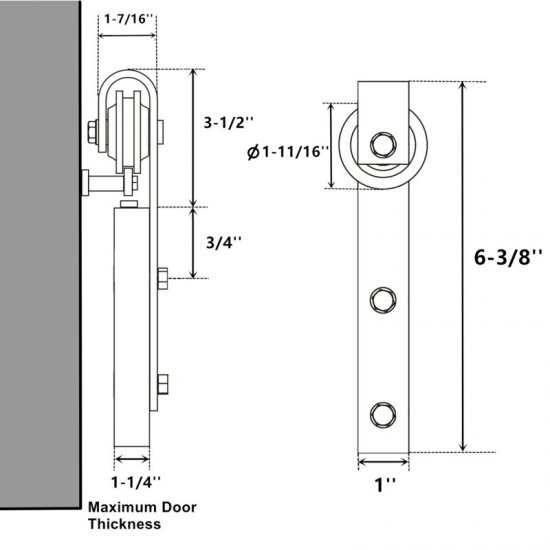 Classic Standard Single Barn Door Hardware Kit - Click Image to Close