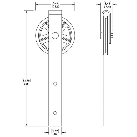 Wagon Standard Single Track Barn Door Hardware Kit - Click Image to Close