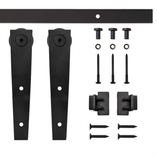 Wedge Miniature Rolling Standard Single Track Barn Door Hardware Kit - Click Image to Close