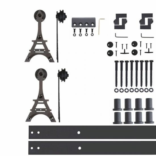 Eiffel Double Standard Barn Door Hardware Kit - Click Image to Close