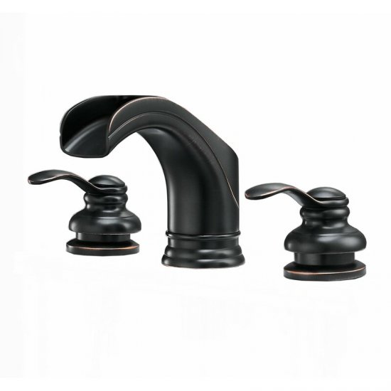 8562ORB Waterfall Commercial 3 Holes Two Handle Widespread Bathroom Faucet - Click Image to Close