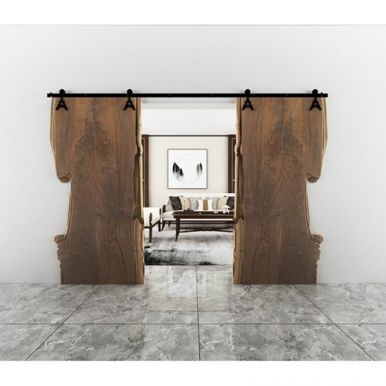 Eiffel Double Standard Barn Door Hardware Kit - Click Image to Close