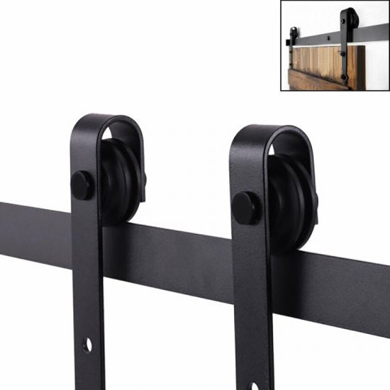 6.6 ft. Antique Style Sliding Standard Single Barn Wood Door Hardware Kit - Click Image to Close