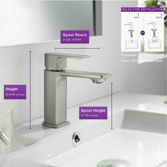 KBF1001BN Mirage Brass Handle Single Hole Bathroom Faucet - Click Image to Close