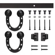 Horseshoe Miniature Standard Single Track Barn Door Hardware Kit