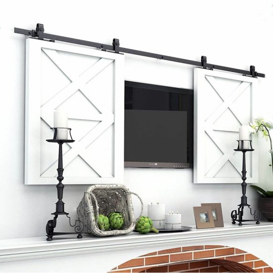 Bend T-Shape Standard Double Barn Door Hardware Kit - Click Image to Close