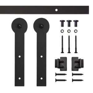 Round Stick Miniature Rolling Standard Single Track Barn Door Hardware Kit